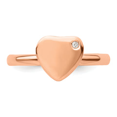 Sterling Silver Stackable Expressions Rose Gold-plated Heart Diamond Ring