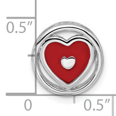 Sterling Silver Stackable Expressions Small Red Enameled Heart Chain Slide