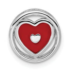 Sterling Silver Stackable Expressions Small Red Enameled Heart Chain Slide