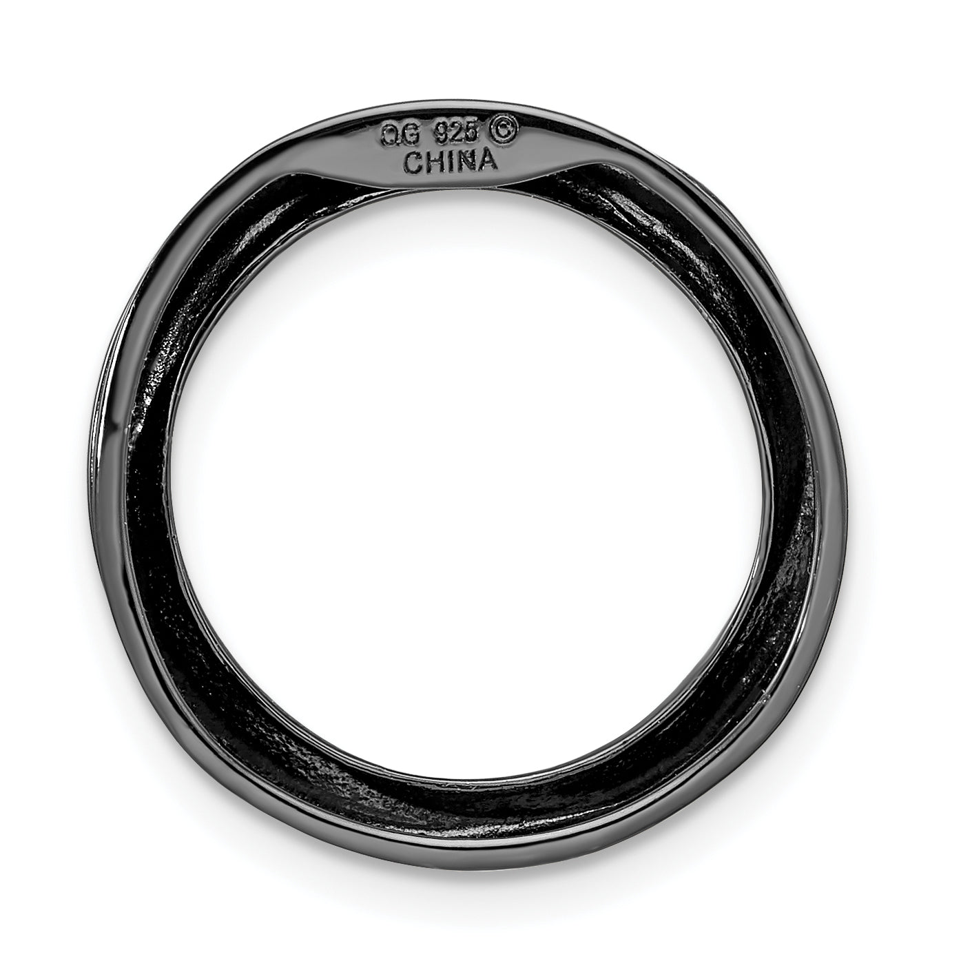 Sterling Silver Stackable Expressions Blk-plated Med Polished Chain Slide