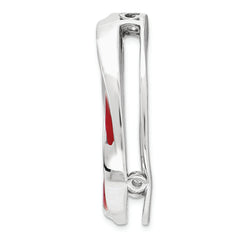 Sterling Silver Stackable Expressions Medium Red Enameled Chain Slide