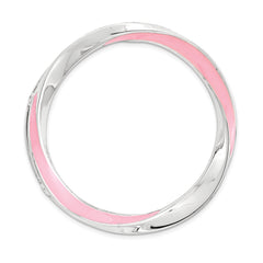Sterling Silver Stackable Expressions Lg Polished Pink Enameled Chain Slide