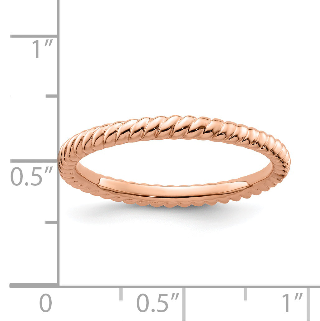 Sterling Silver Stackable Expressions Pink-plated Twisted Ring