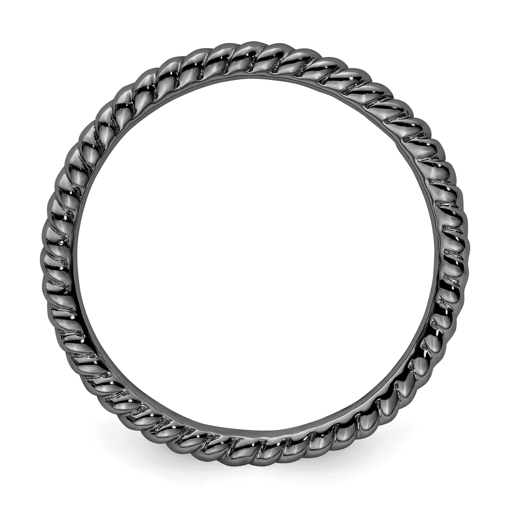 Sterling Silver Stackable Expressions Black-plated Twisted Ring Secondary image
