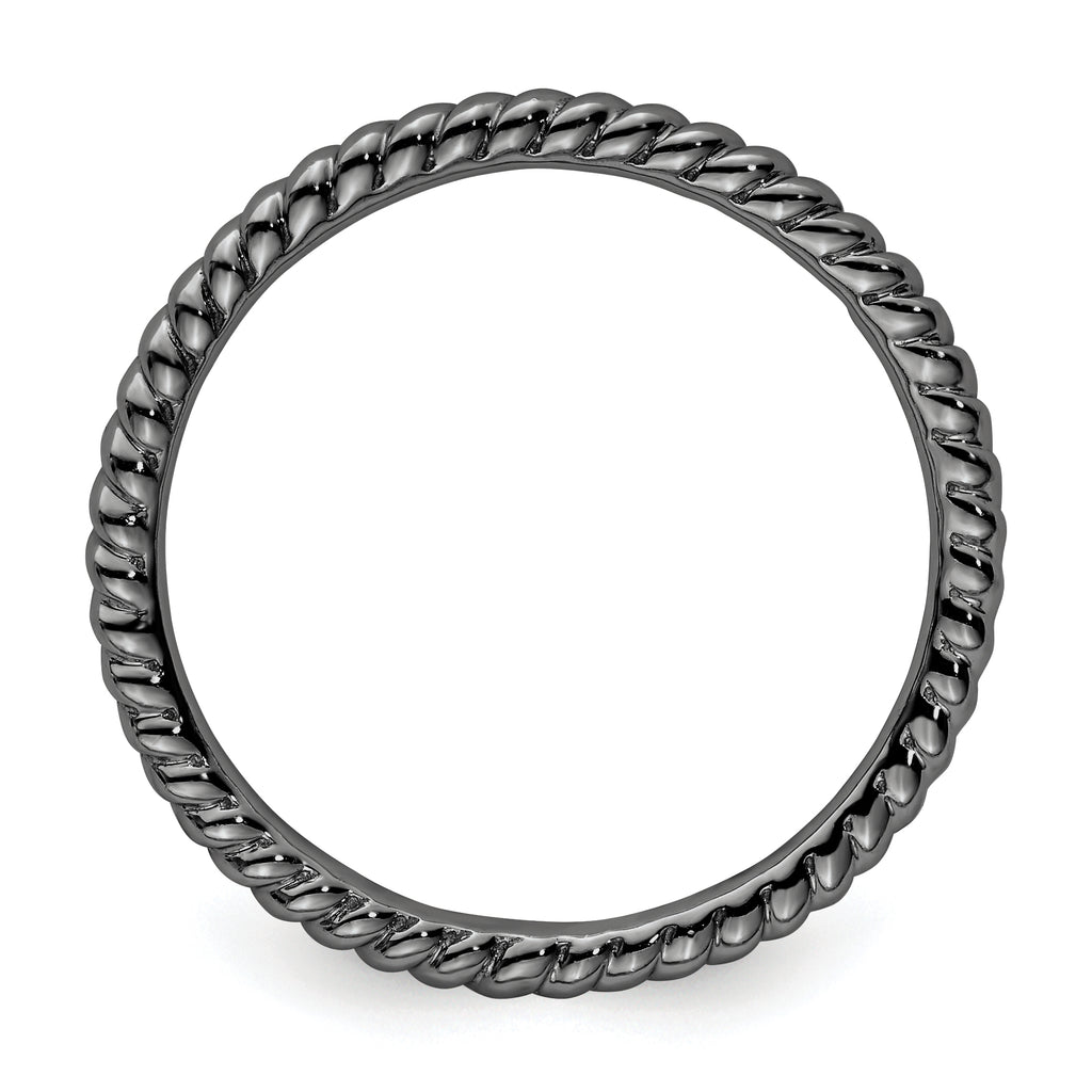 Sterling Silver Stackable Expressions Black-plated Twisted Ring