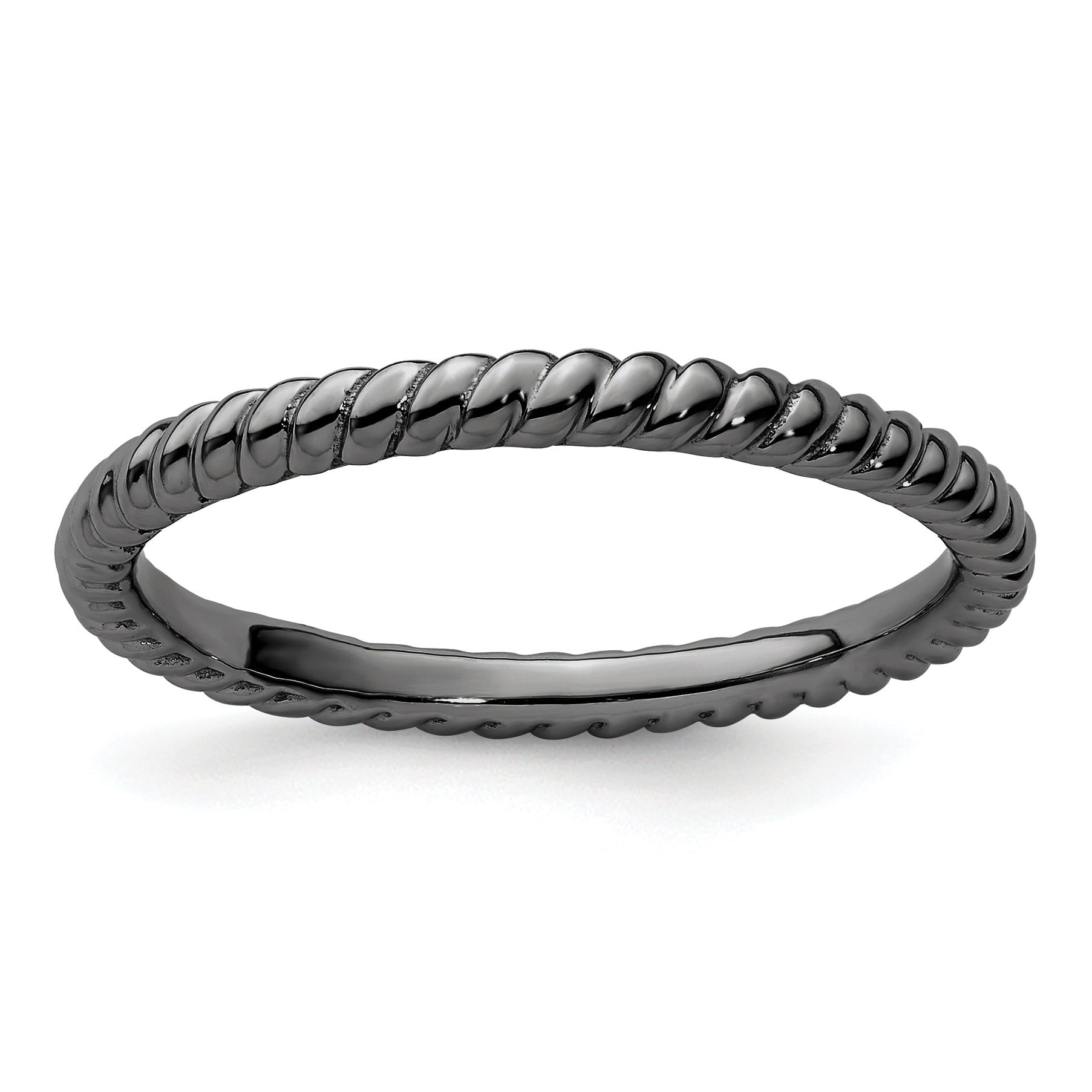 Sterling Silver Stackable Expressions Black-plated Twisted Ring Main image