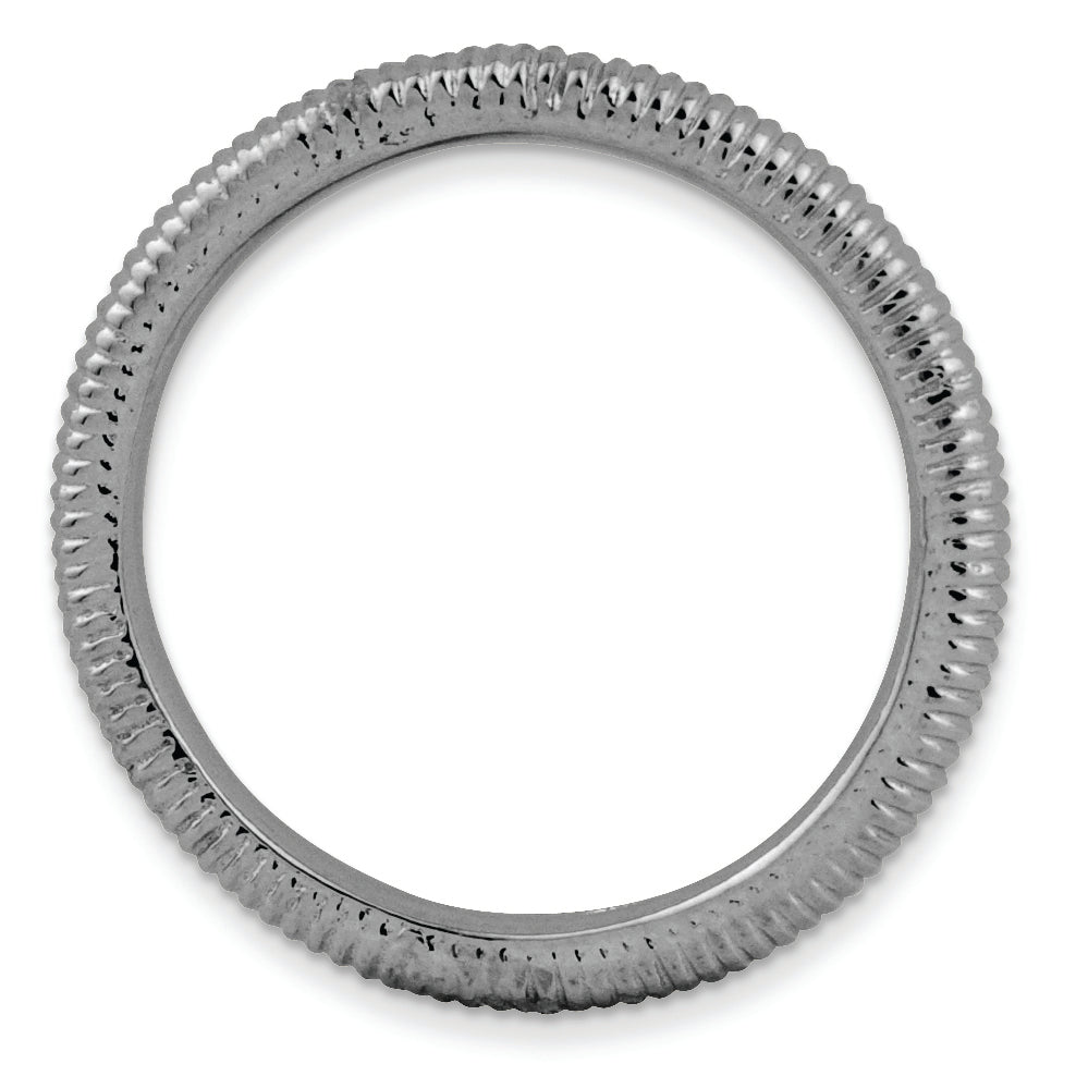 Sterling Silver Stackable Expressions Black-plated Textured Ring Secondary image