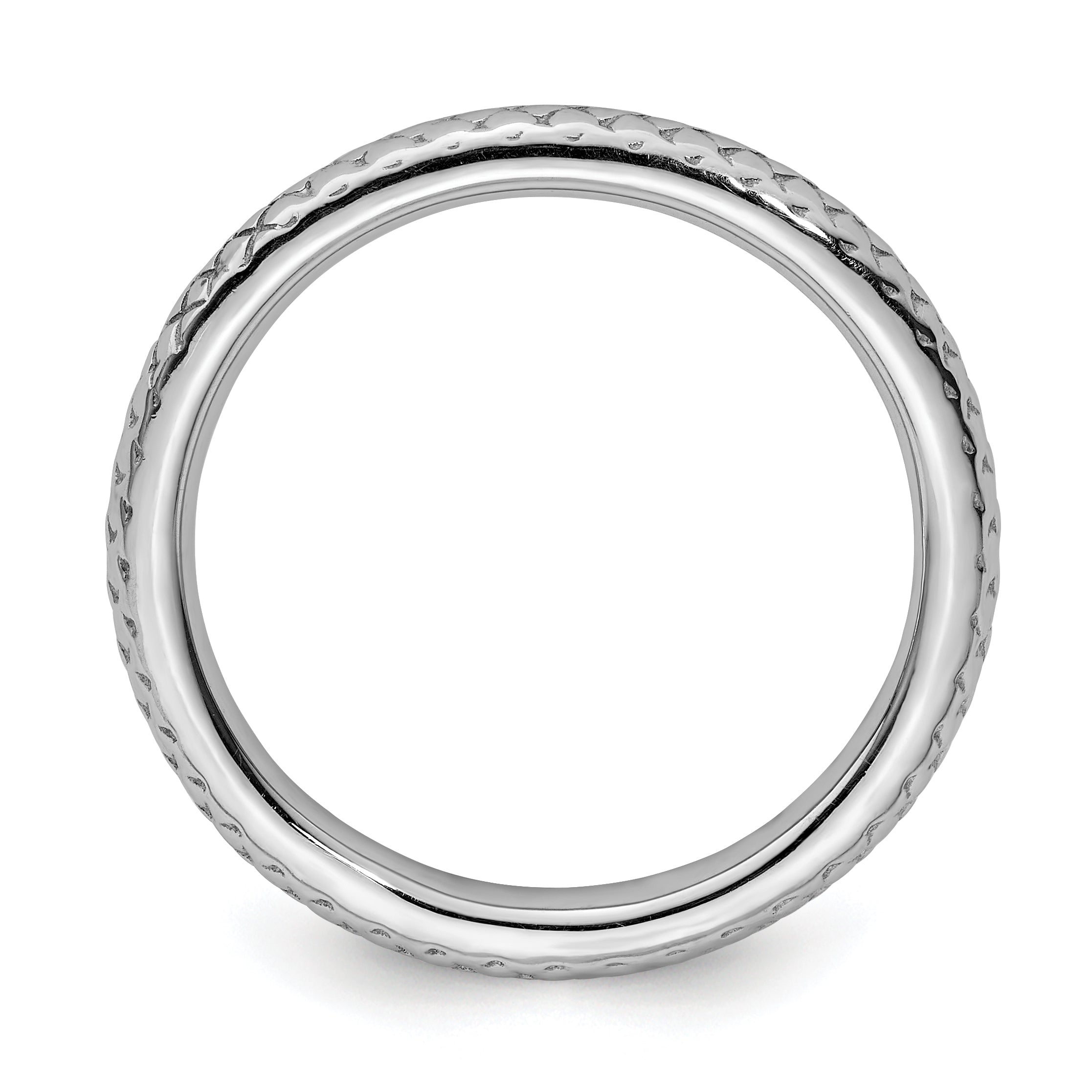 Sterling Silver Stackable Expressions Rhodium Cable Ring Secondary image