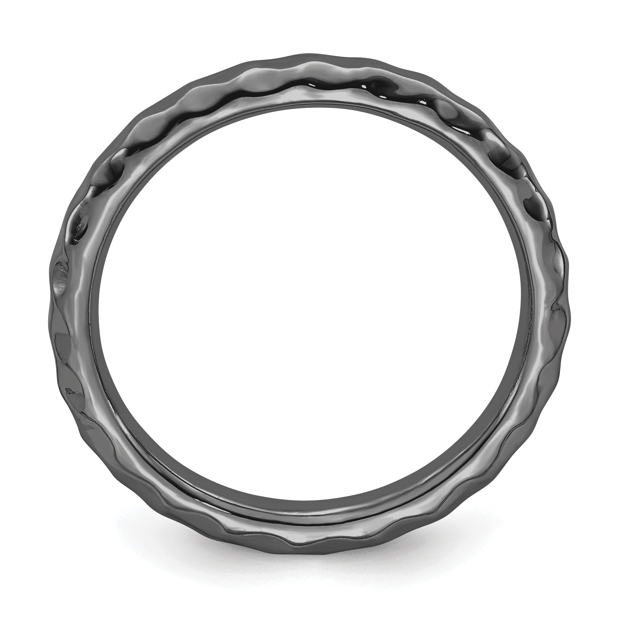 Sterling Silver Stackable Expressions Black-plated Rice Ring Secondary image