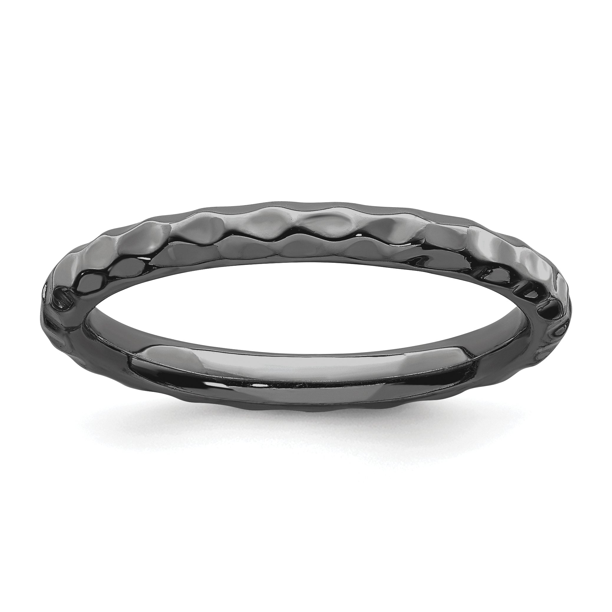 Sterling Silver Stackable Expressions Black-plated Rice Ring Main image