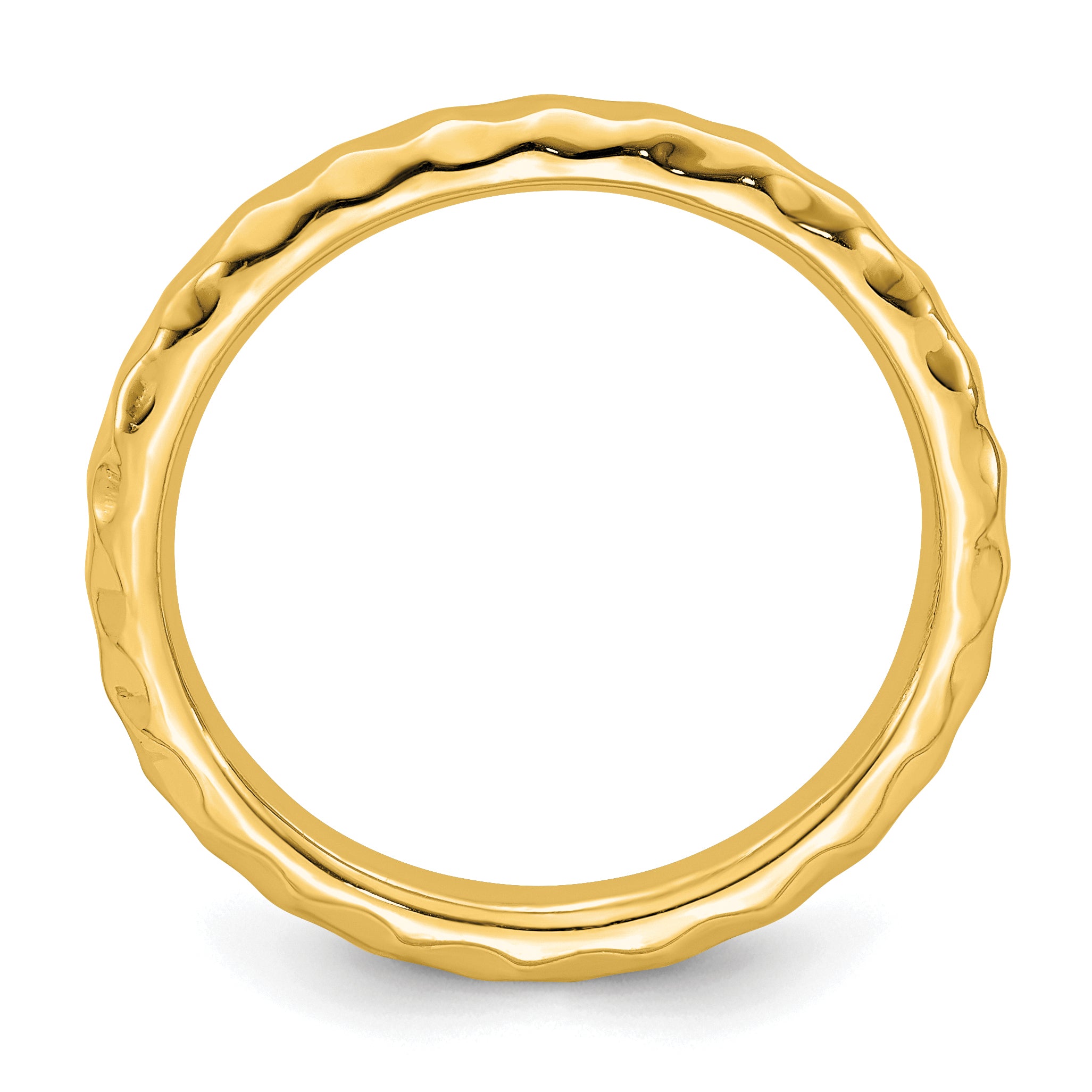 Sterling Silver Stackable Expressions Gold-plated Hammered Ring Secondary image