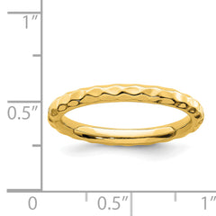 Sterling Silver Stackable Expressions Gold-plated Hammered Ring