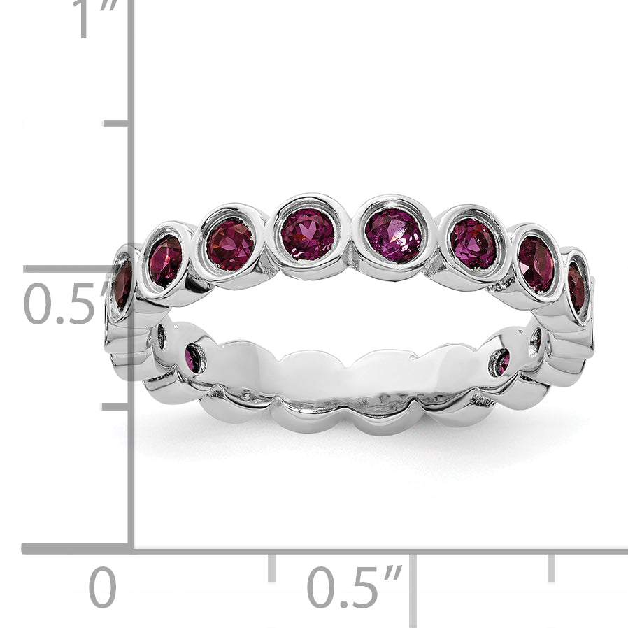 Sterling Silver Stackable Expressions Rhodolite Garnet Ring - 5