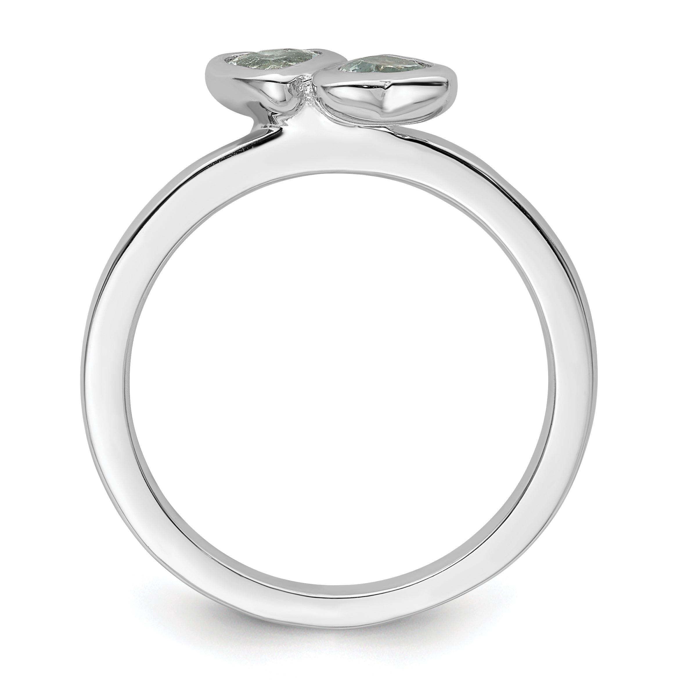 Sterling Silver Stackable Expressions Aquamarine Double Heart Ring
