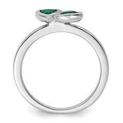 Sterling Silver Stackable Expressions Cr. Emerald Double Heart Ring - 5