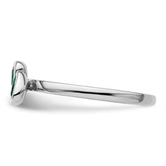 Sterling Silver Stackable Expressions Cr. Emerald Double Heart Ring - 5