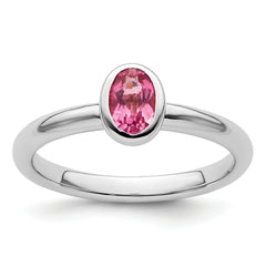 Sterling Silver Stackable Expressions Oval Pink Tourmaline Ring