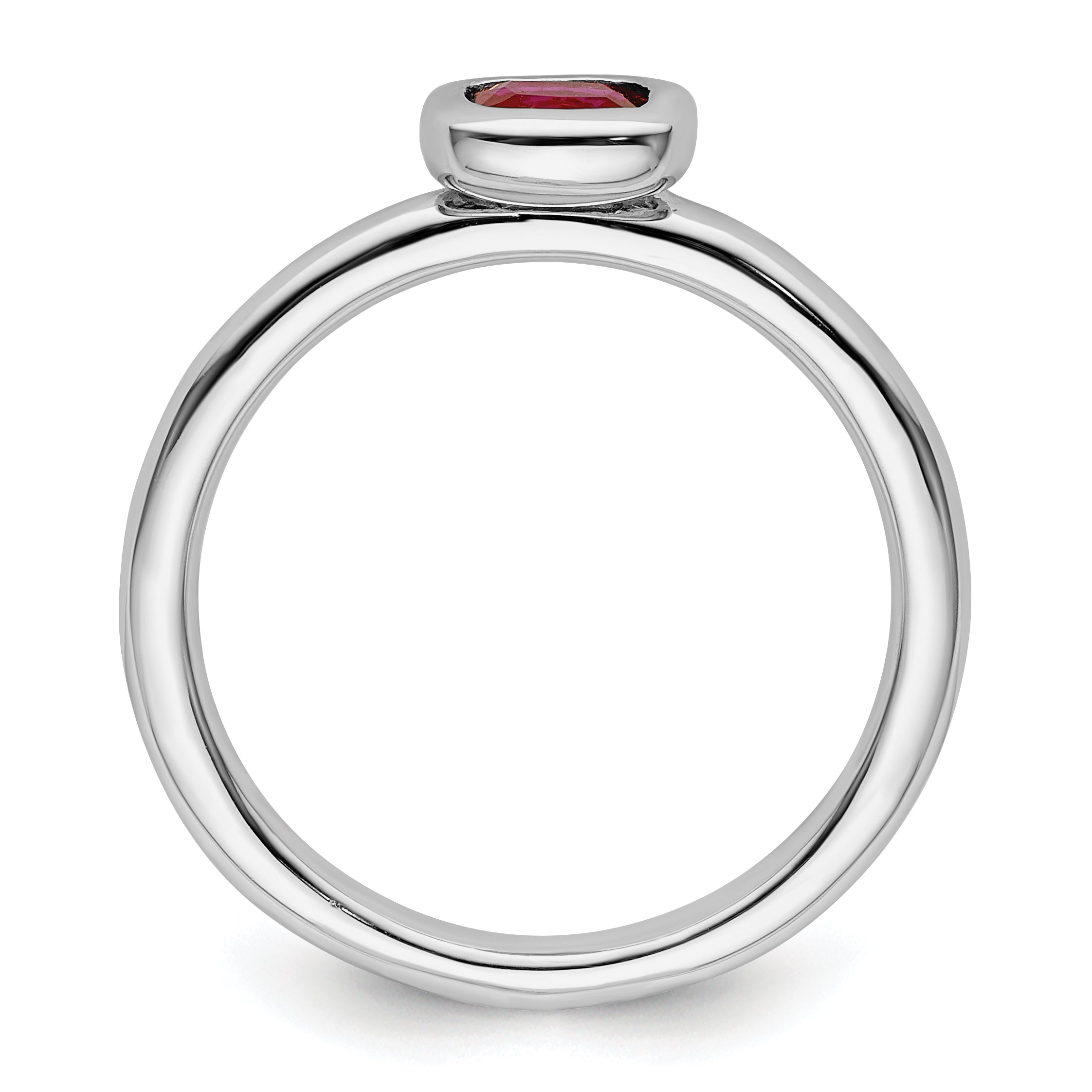 Sterling Silver Stackable Expressions Cushion Cut Created Ruby Ring - 5