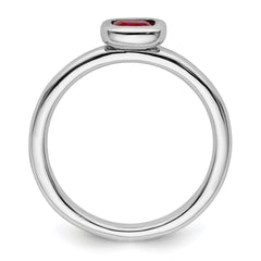 Sterling Silver Stackable Expressions Cushion Cut Created Ruby Ring - 5
