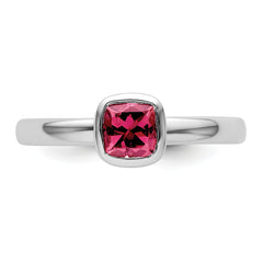 SS Stackable Expressions Cushion Cut Pink Tourmaline Ring