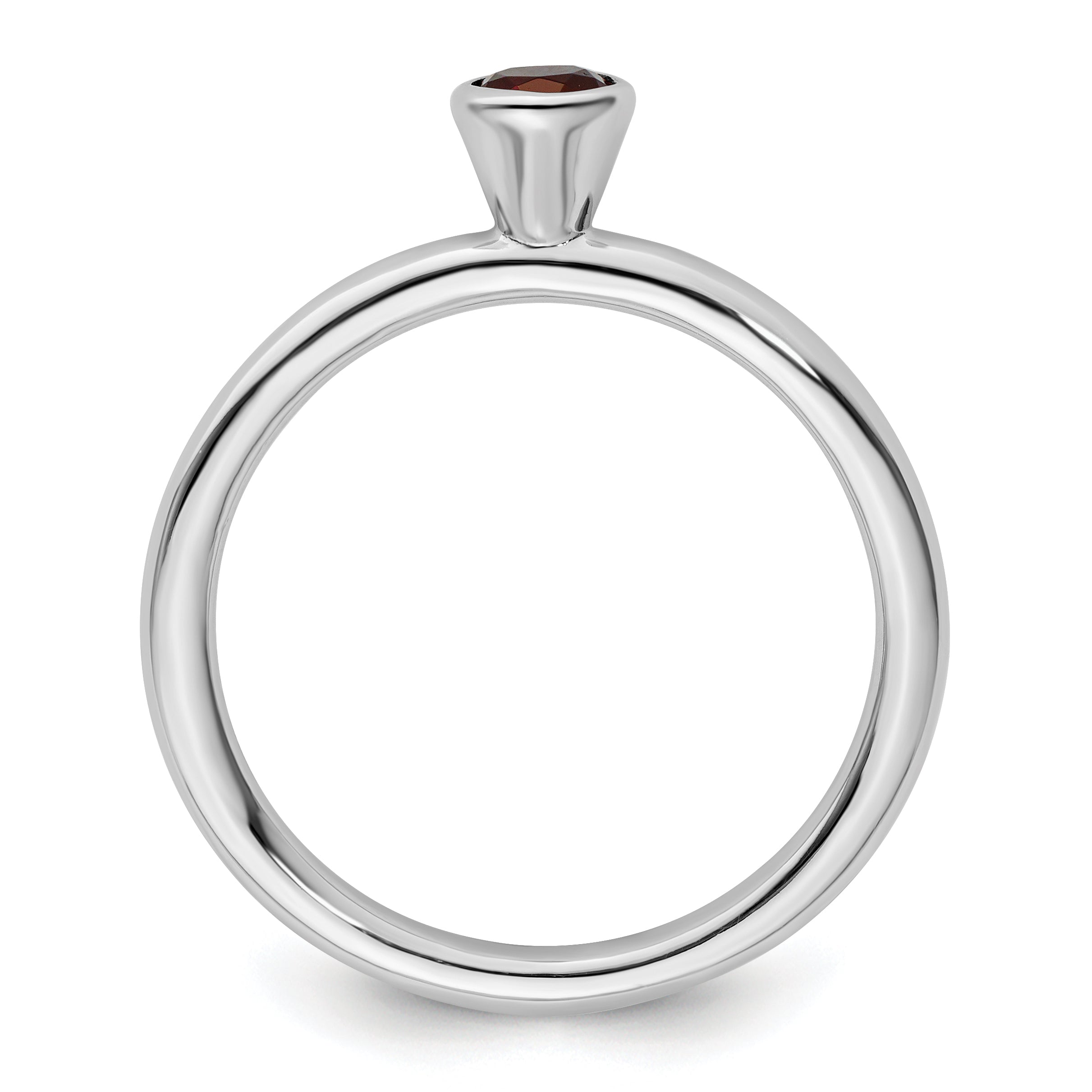 Sterling Silver Stackable Expressions High 4mm Round Garnet Ring Secondary image