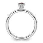 Sterling Silver Stackable Expressions High 4mm Round Garnet Ring