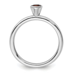 Sterling Silver Stackable Expressions High 4mm Round Garnet Ring