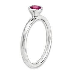 SS Stackable Expressions High 5mm Round Pink Tourmaline Ring