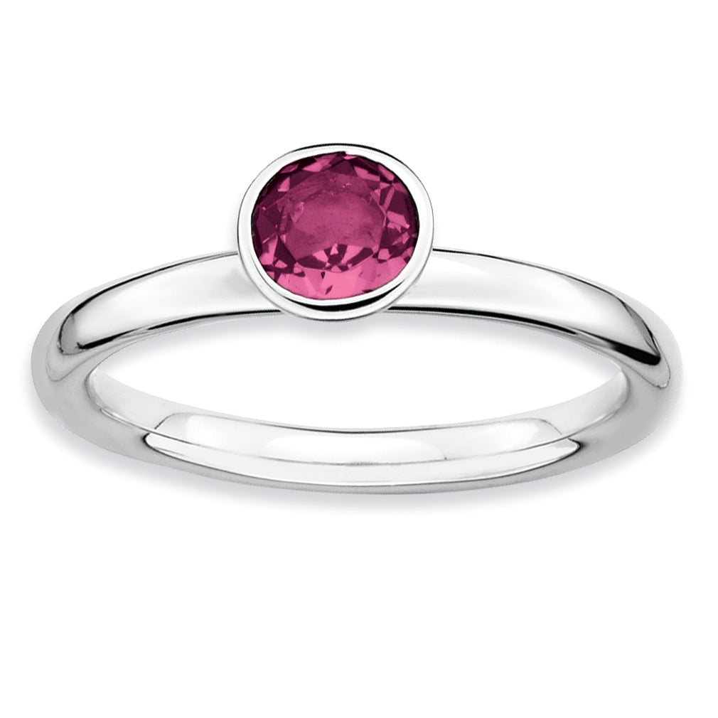 SS Stackable Expressions High 5mm Round Pink Tourmaline Ring
