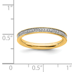 Sterling Silver Stackable Expressions & Diamonds Gold-plated Ring