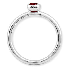 Sterling Silver Stackable Expressions Low 4mm Round Garnet Ring - 5