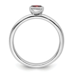 Sterling Silver Stackable Expressions Low 4mm Round Garnet Ring - 5