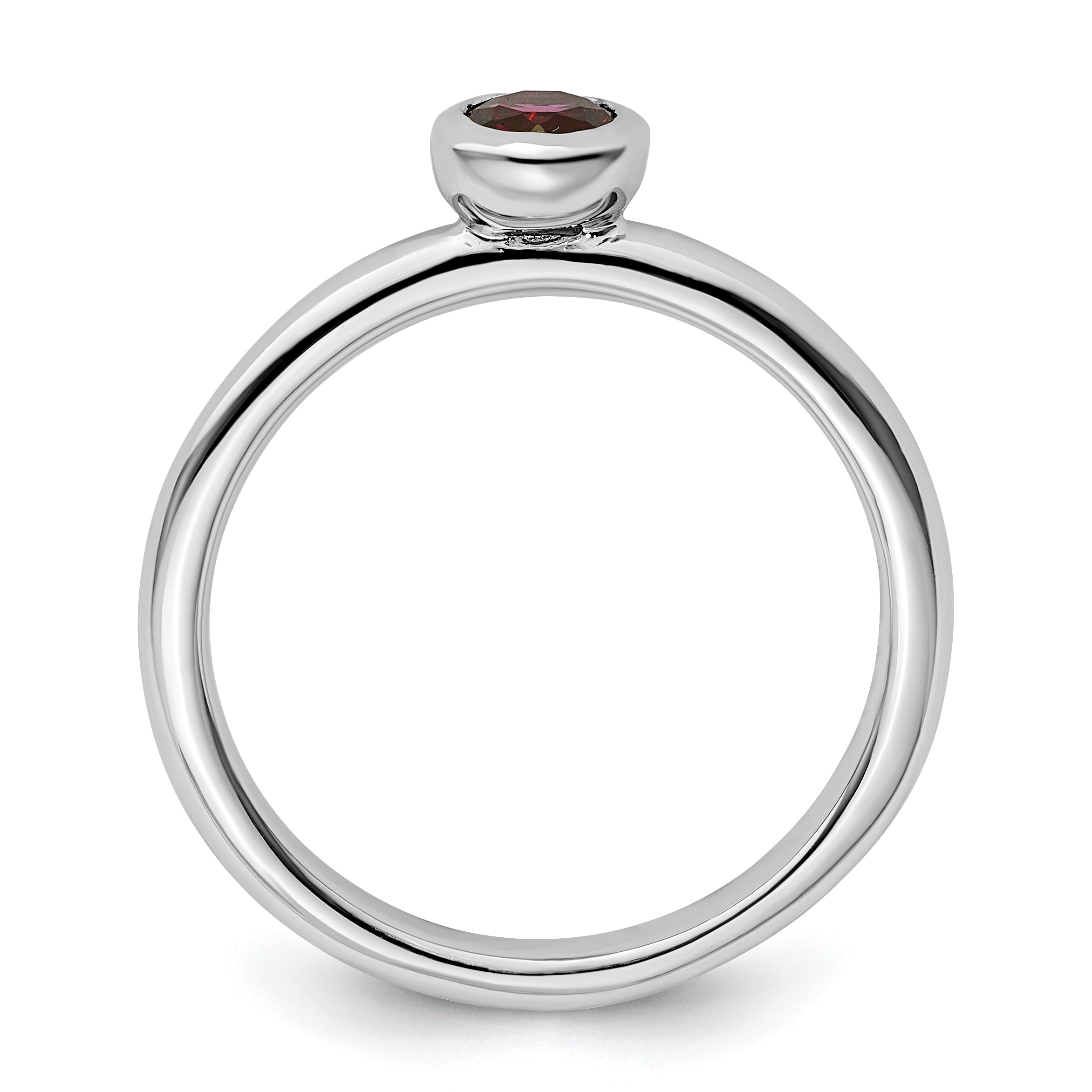 SS Stackable Expressions Low 4mm Round Rhodolite Garnet Ring