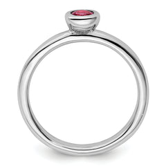 SS Stackable Expressions Low 4mm Round Pink Tourmaline Ring