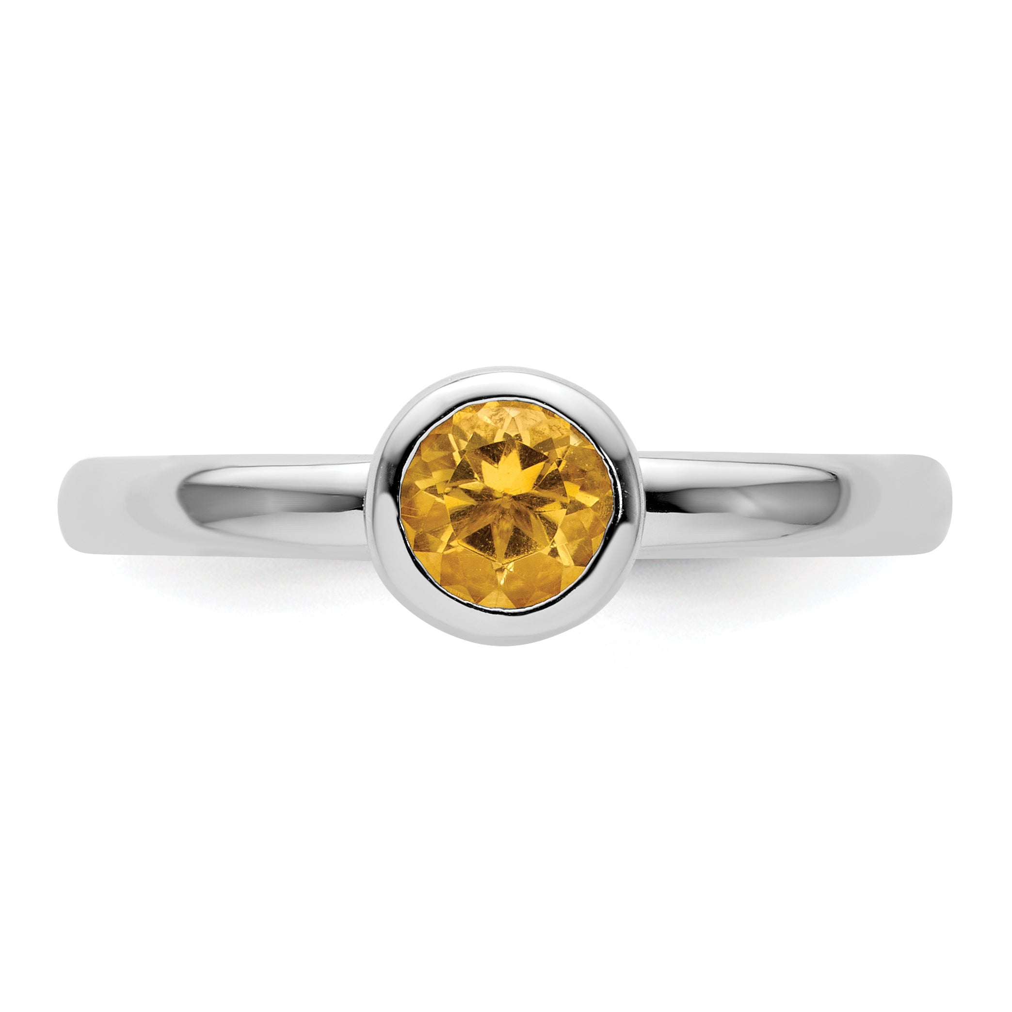 Sterling Silver Stackable Expressions Low 5mm Round Citrine Ring - 5