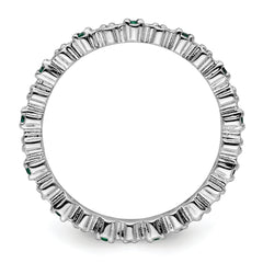 Sterling Silver Stackable Expressions Cr. Emerald & Diamond Ring - 5