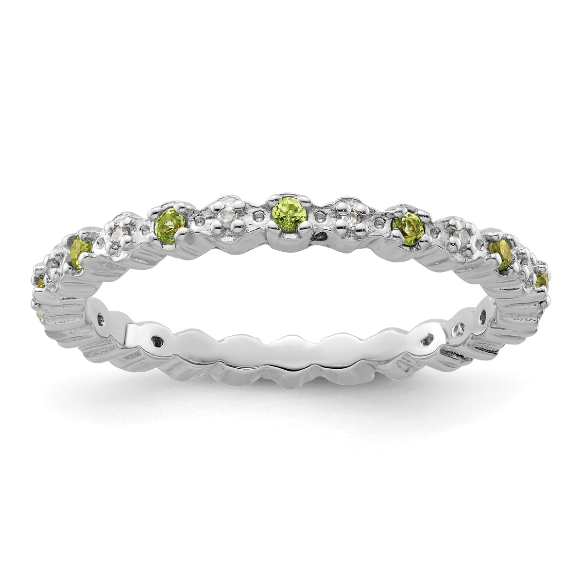Sterling Silver Stackable Expressions Peridot & Diamond Ring