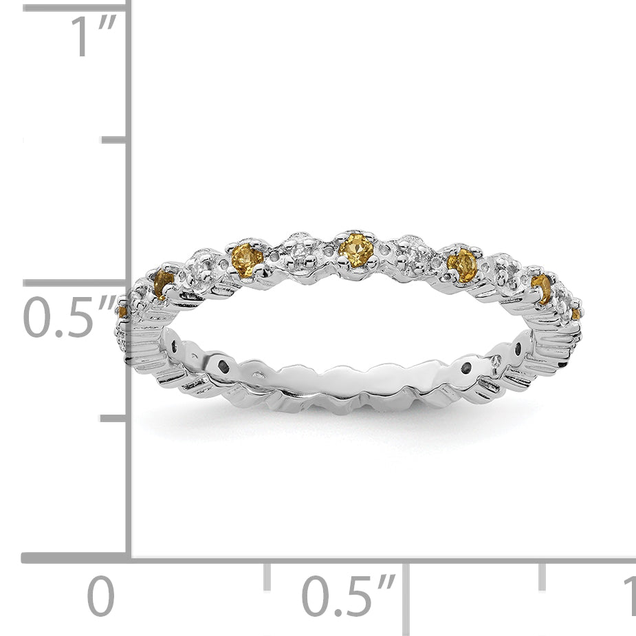 Sterling Silver Stackable Expressions Citrine & Diamond Ring - 5