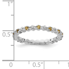 Sterling Silver Stackable Expressions Citrine & Diamond Ring - 5