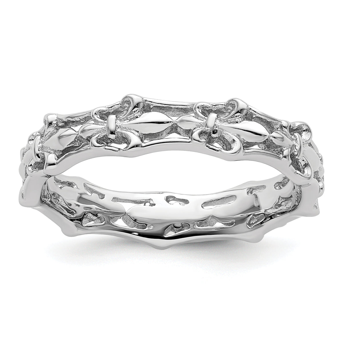 Sterling Silver Stackable Expressions Polished Fleur De Lis Ring