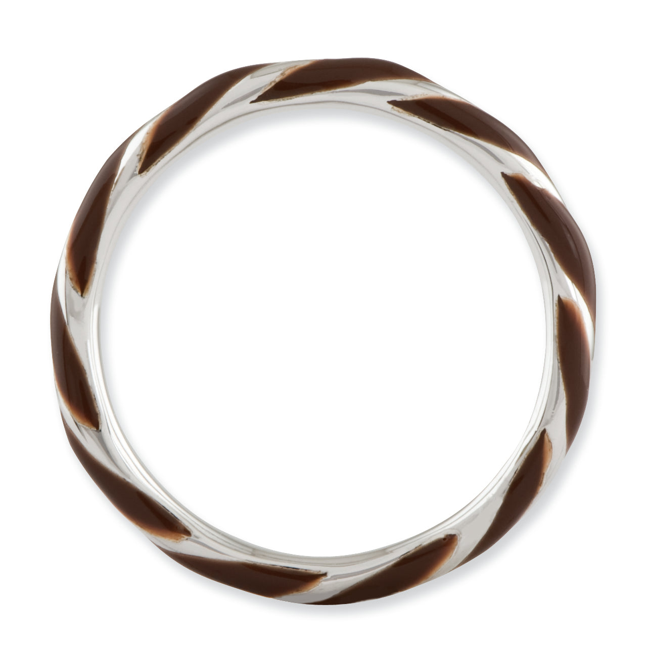 Sterling Silver Stackable Expressions Twisted Brown Enameled Ring
