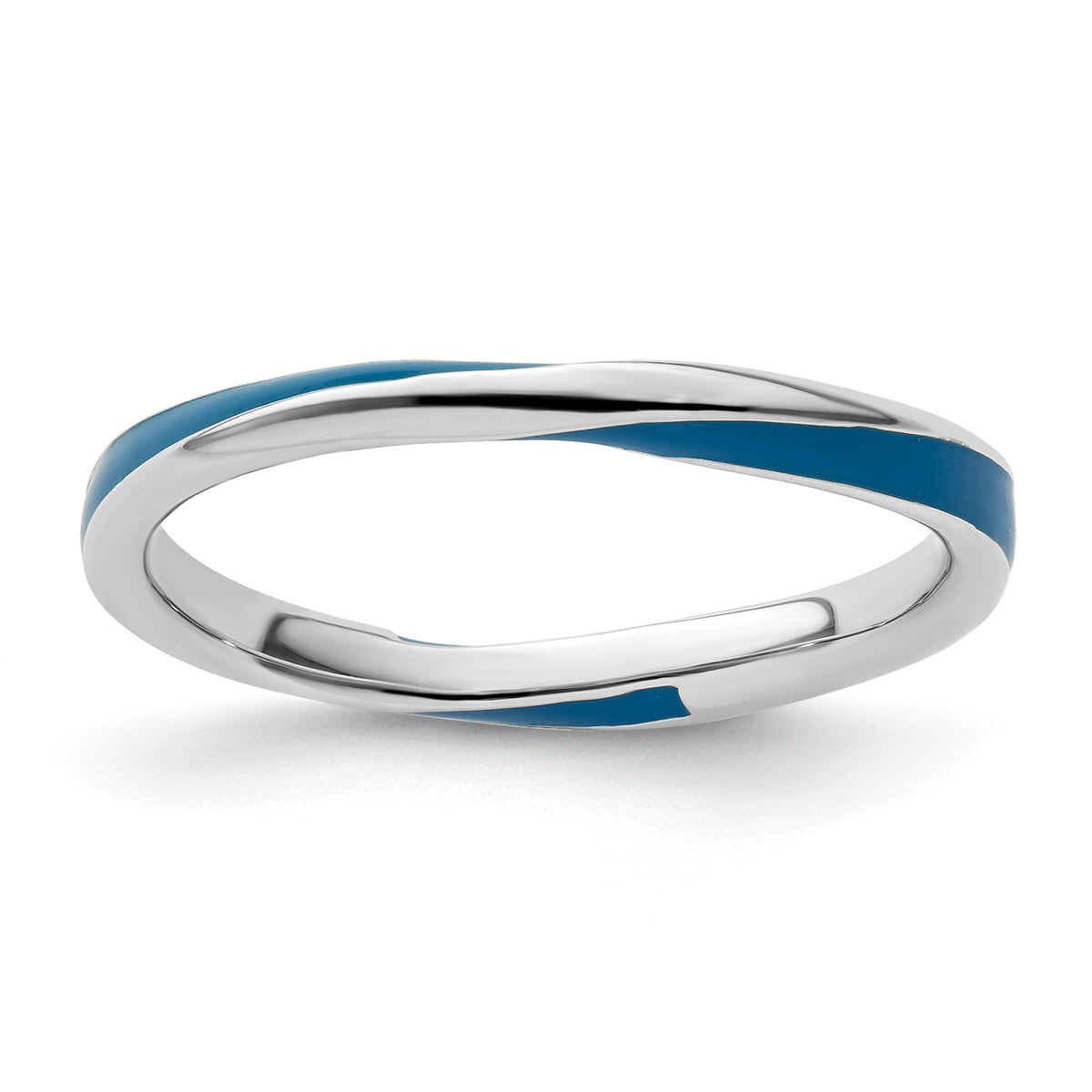 Sterling Silver Stackable Expressions Twisted Blue Enameled Ring
