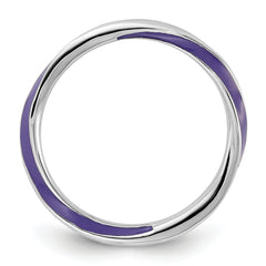 Sterling Silver Stackable Expressions Twisted Purple Enameled Ring