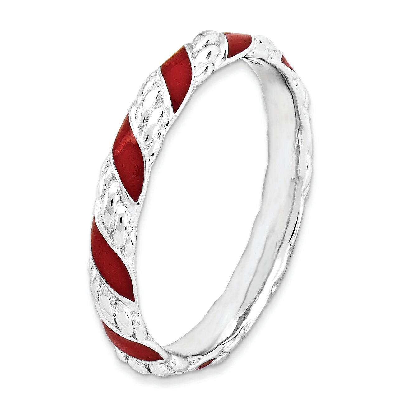 Sterling Silver Stackable Expressions Polished Red Enameled Ring