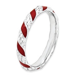 Sterling Silver Stackable Expressions Polished Red Enameled Ring