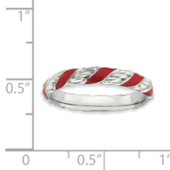 Sterling Silver Stackable Expressions Polished Red Enameled Ring