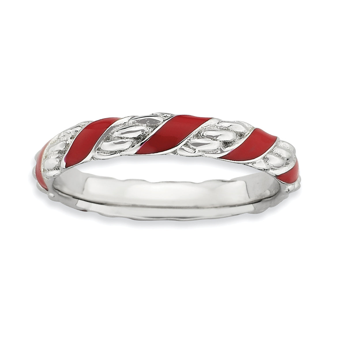 Sterling Silver Stackable Expressions Polished Red Enameled Ring