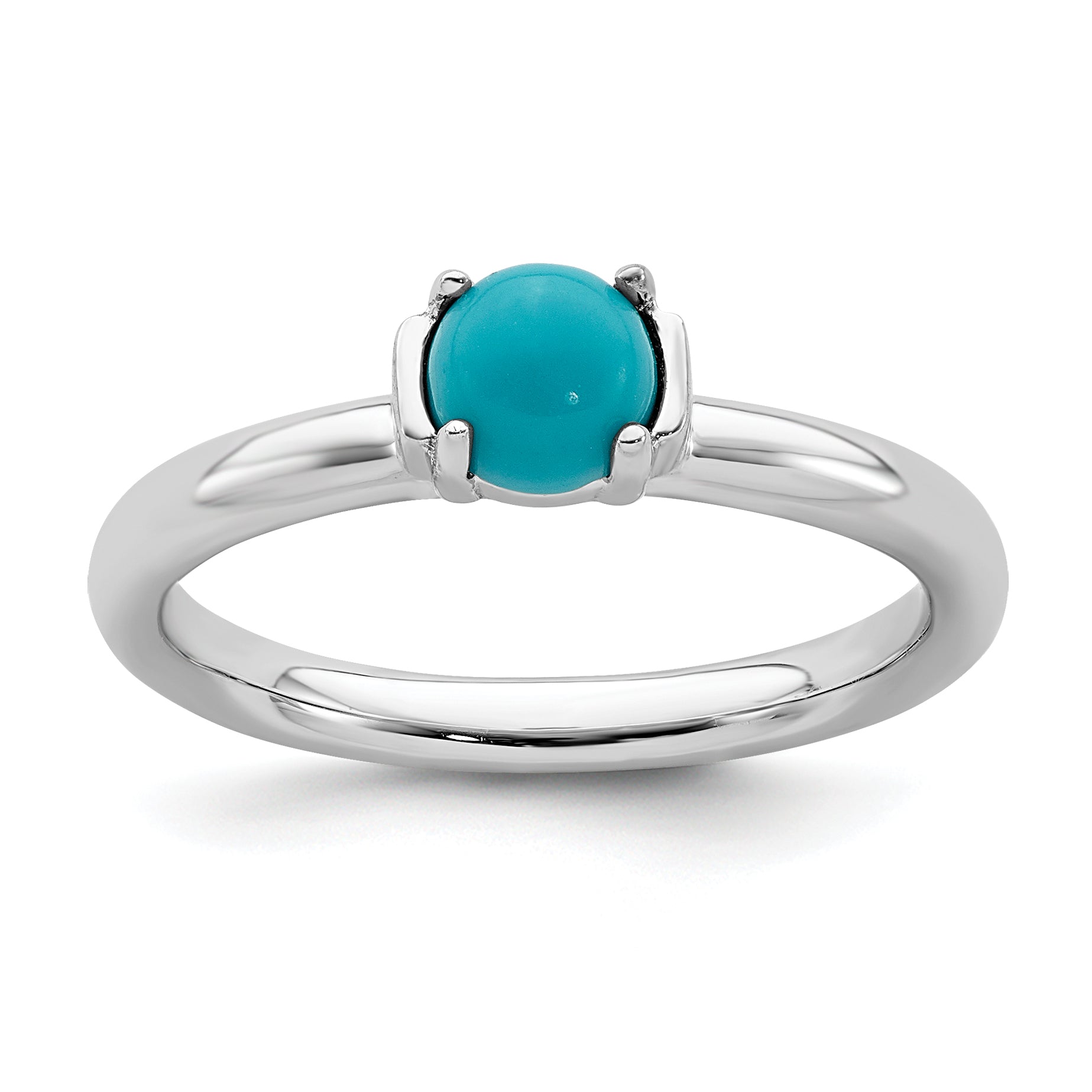 Sterling Silver Stackable Expressions Polished Turquoise Ring