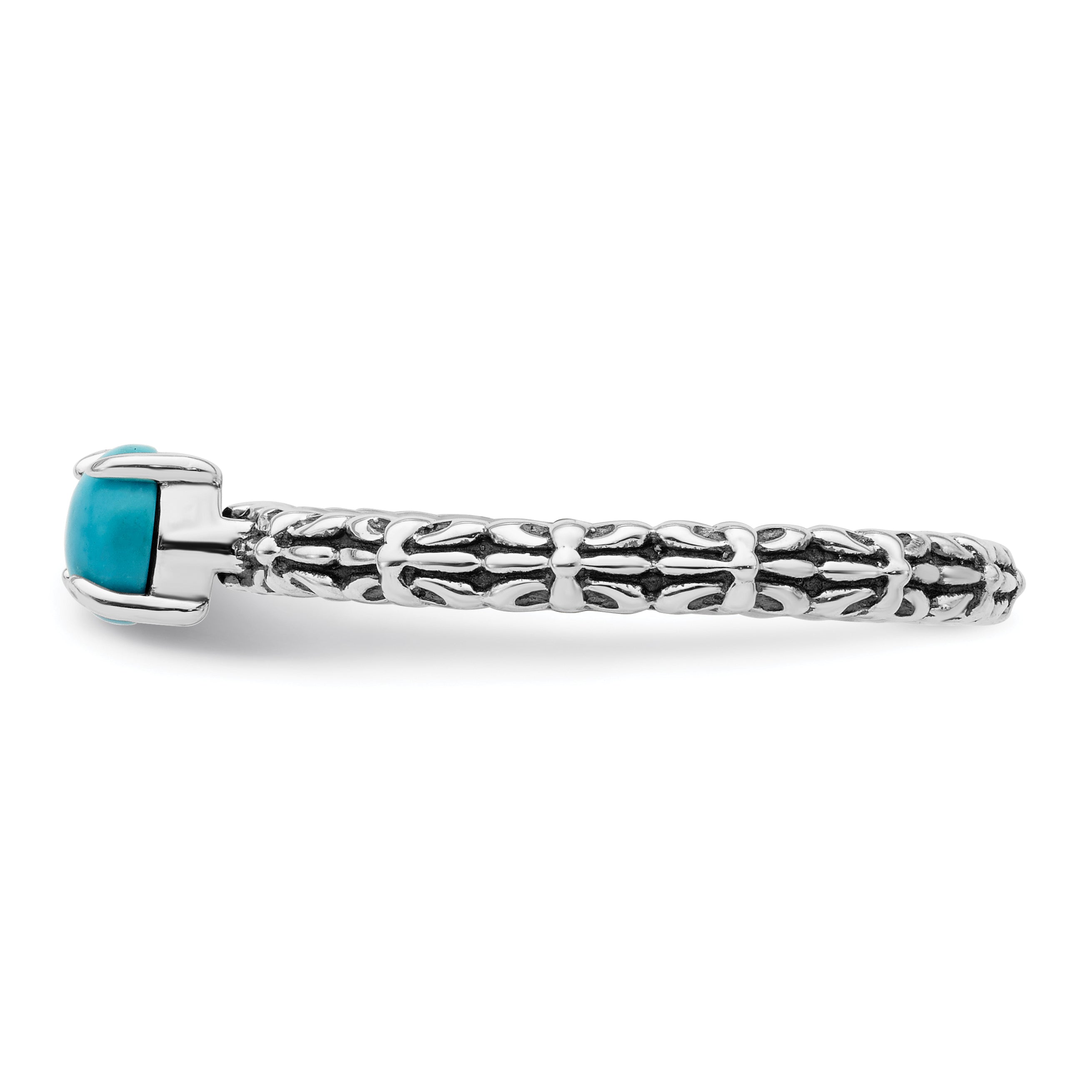 Sterling Silver Stackable Expressions Antiqued Turquoise Ring