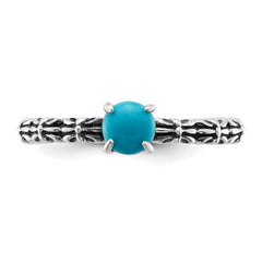 Sterling Silver Stackable Expressions Antiqued Turquoise Ring